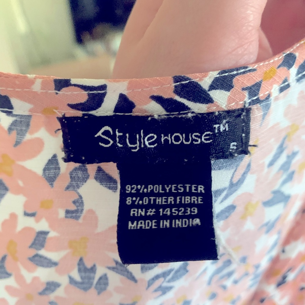 Pink Floral Dress with Frills sz. S - Picture 5 of 5
